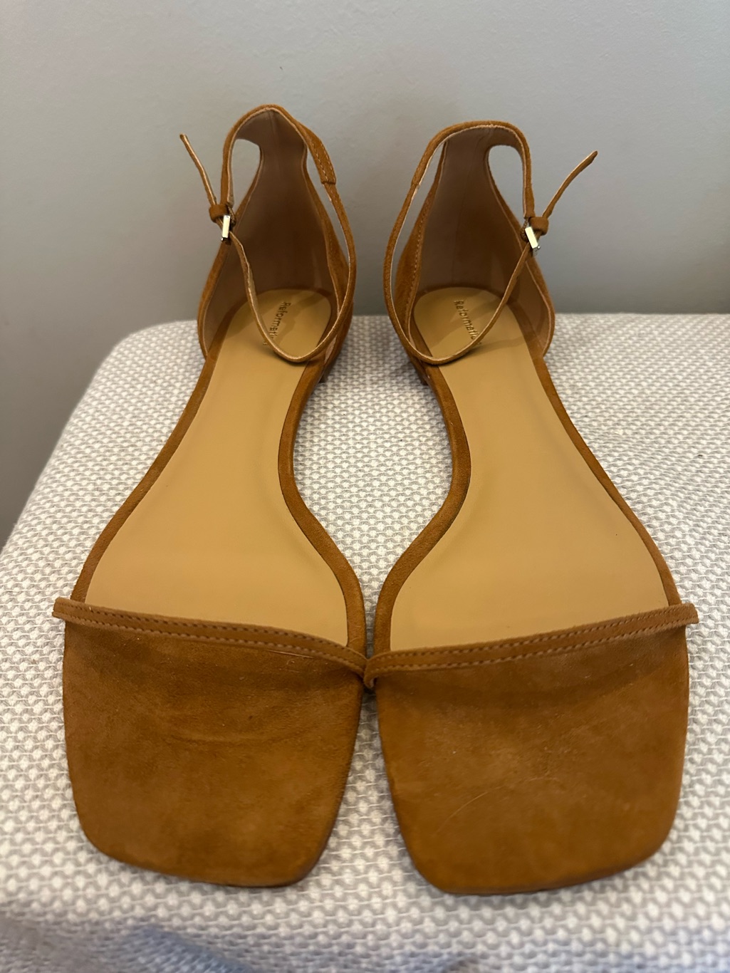 New Reformation Mirella Strappy Suede Leather Flat Sandals D’orsay Brown Size 11